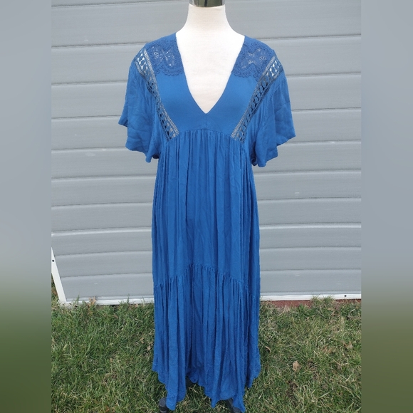 Free People Simply Extreme Maxi Dress Blue Size Small - Picture 2 of 11